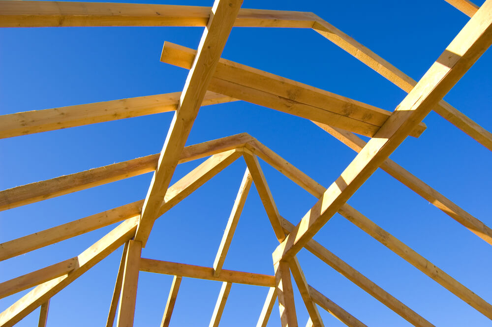 A timber roof frame